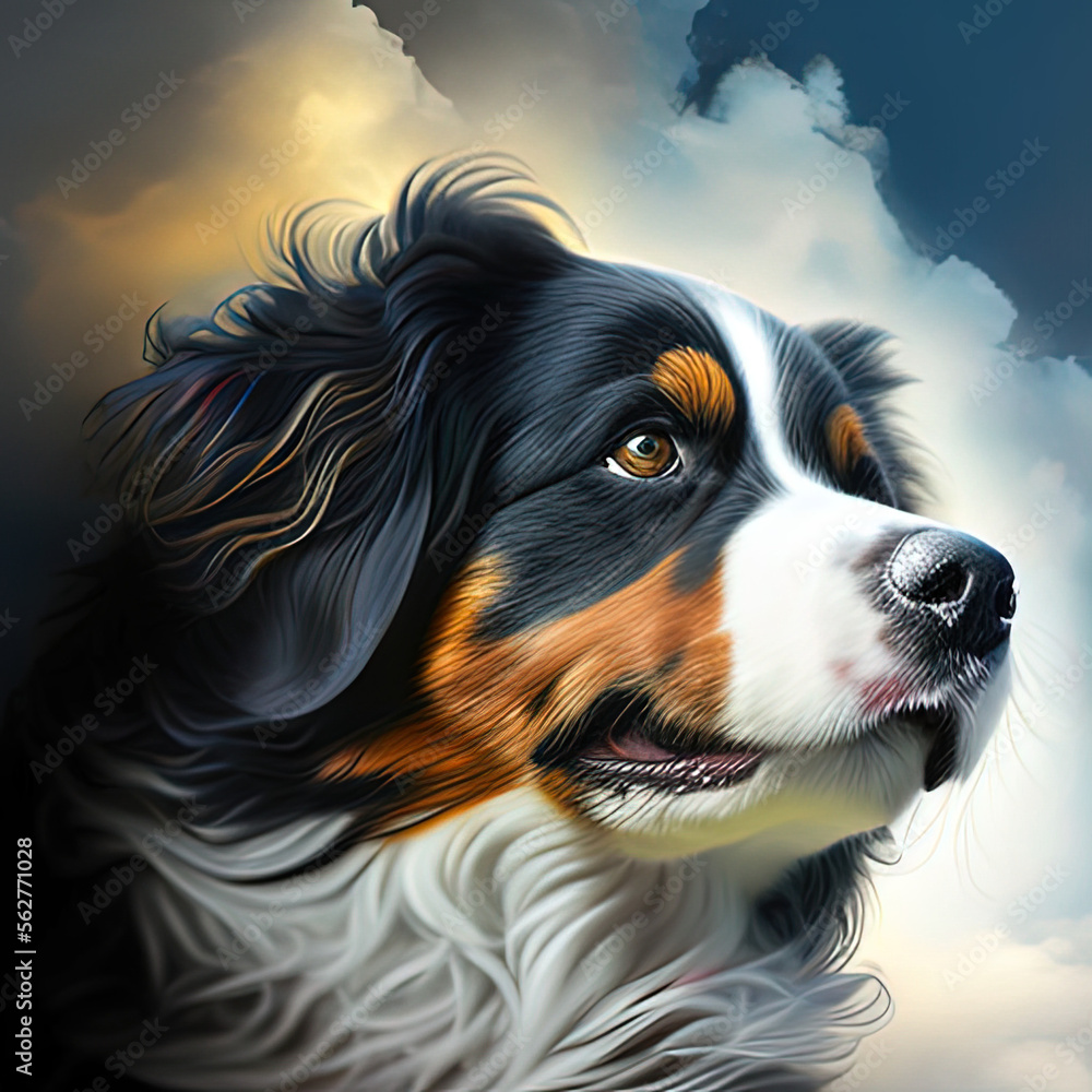 Dog with cloud background