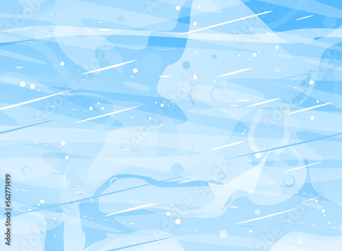 Ice surface texture background illustration on top view, ice texture with cracks and small bubbles, blue cold winter ice background