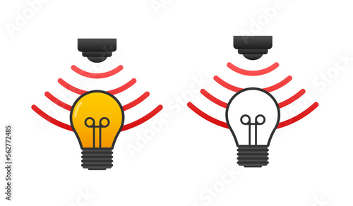 Motion sensor, Automatic Lighting icon. Touch signal. Motion sensor waves. Vector stock illustration.