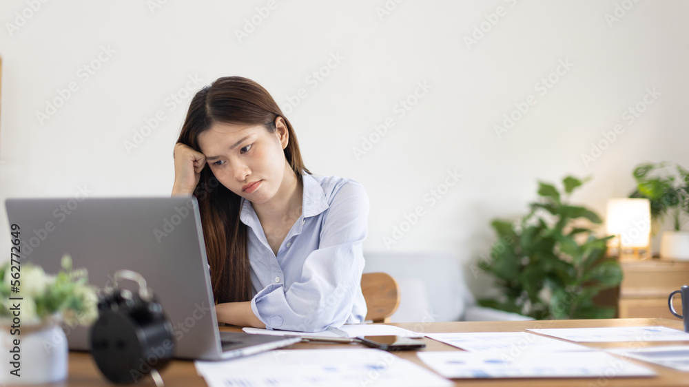 Young woman stressed or worried about doing a wrong job, Despair or disappointment, Sad feeling, Suffering, Desperate, Hopeless, Fail, disastrous, bankrupt, Scared, panicky, Failure of life. Young woman stressed or worried about doing a wrong job, Despair or disappointment, Sad feeling, Suffering, Desperate, Hopeless, Fail, disastrous, bankrupt, Scared, panicky, Failure of life.