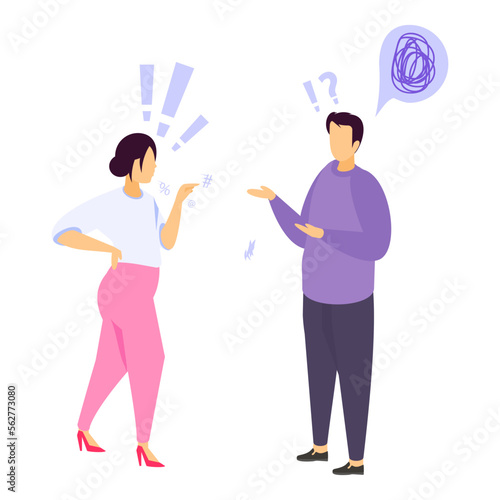 communicating with aggression and anger concept, pointing Finger on Each other vector color icon design, Mood and feeling symbol, Emotional Characters sign, Social issues scene stock illustration  © shmai