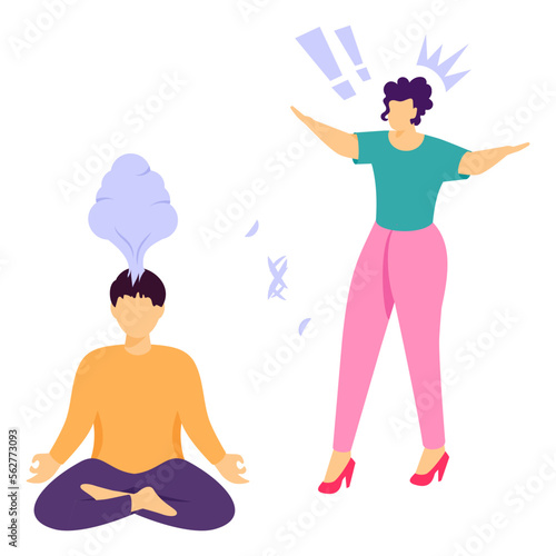 quarreling and shouting people clenching their fists concept, Angry people in full growth vector color icon design, Mood and feeling symbol, Emotional Characters sign, Social issue scene stock