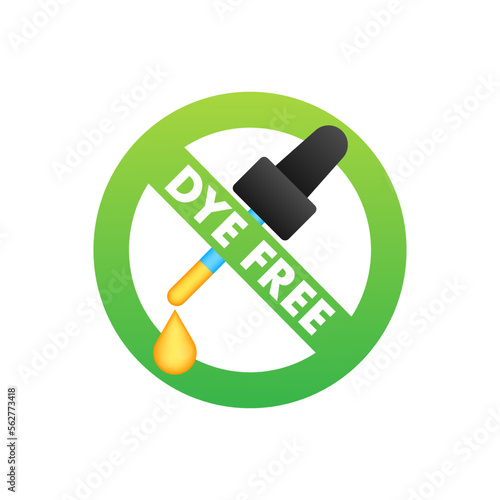 Dye free product sign, label. Product with no Dye icon. Vector stock illustration. photo