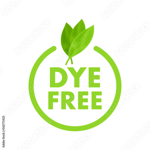 Dye free product sign, label. Product with no Dye icon. Vector stock illustration.