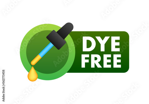Dye free product sign, label. Product with no Dye icon. Vector stock illustration.
