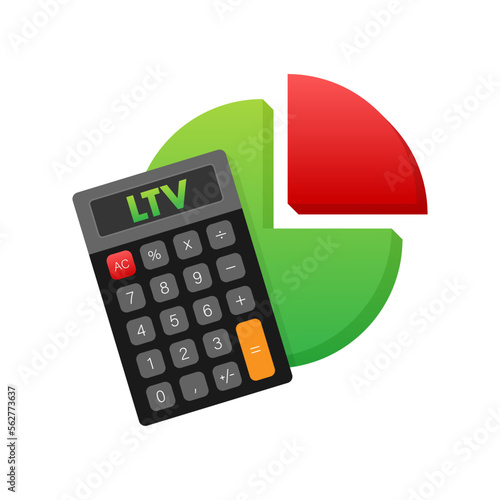 LTV - Lifetime Value sign, label, Loan to value. Business concept. Vector stock illustration.