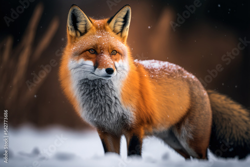 a fox in the snow, generative ai photo