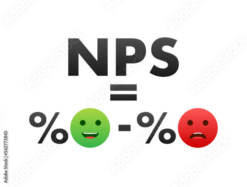NPS - Net promoter score sign, label. Vector stock illustration.