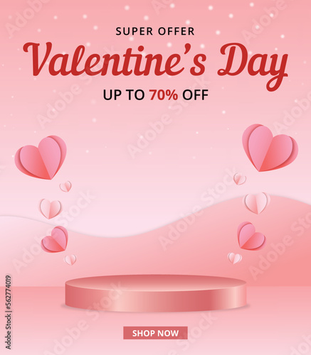 Valentines day sale vector banner  valentines day promotion  Can be used for Wallpaper  flyers  invitation  posters  brochure  banners. Vector illustration.