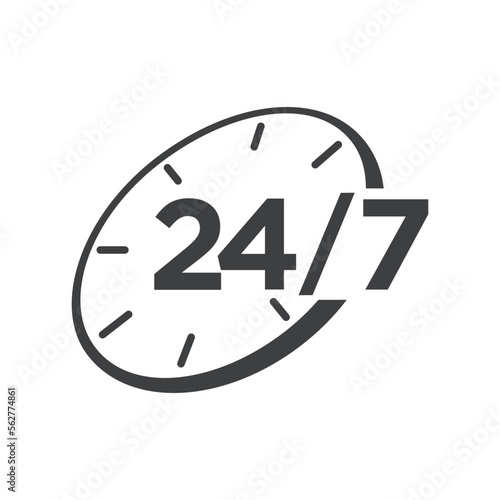 open 24 hours 7 day icon design vector template