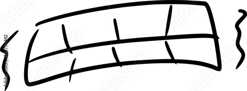 Vector drawing of mounts expressing different emotions. In cartoon style on white background, isolated. Contours. Clenched his teeth from tension, fear, anger, or cold. 