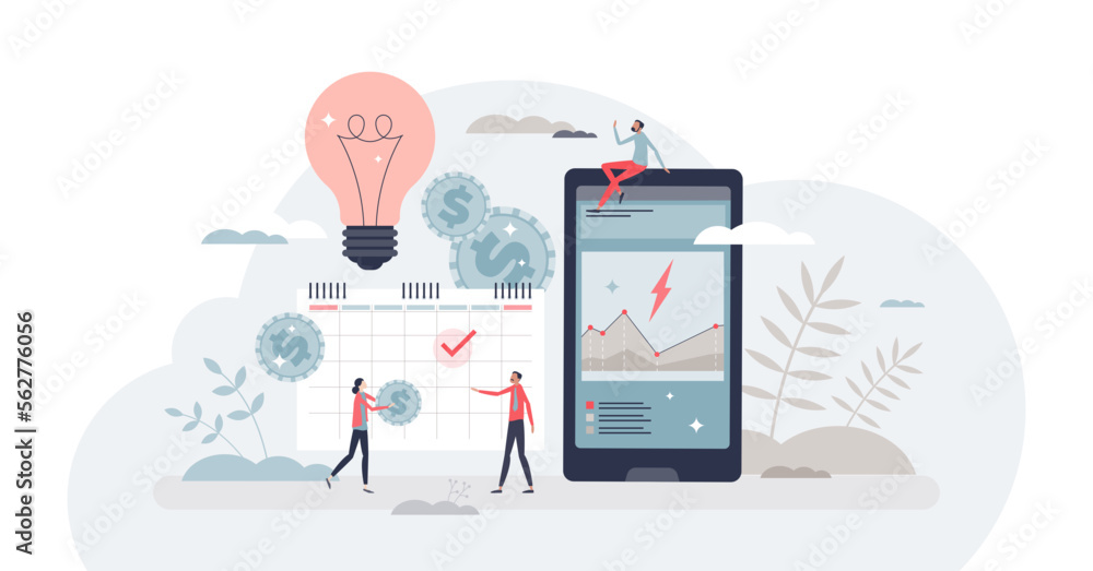 Energy bills control and monthly expenses calculation tiny person concept, transparent background. Power consumption and budget measuring using smart app for electricity utility price illustration. Energy bills control and monthly expenses calculation tiny person concept, transparent background. Power consumption and budget measuring using smart app for electricity utility price illustration.