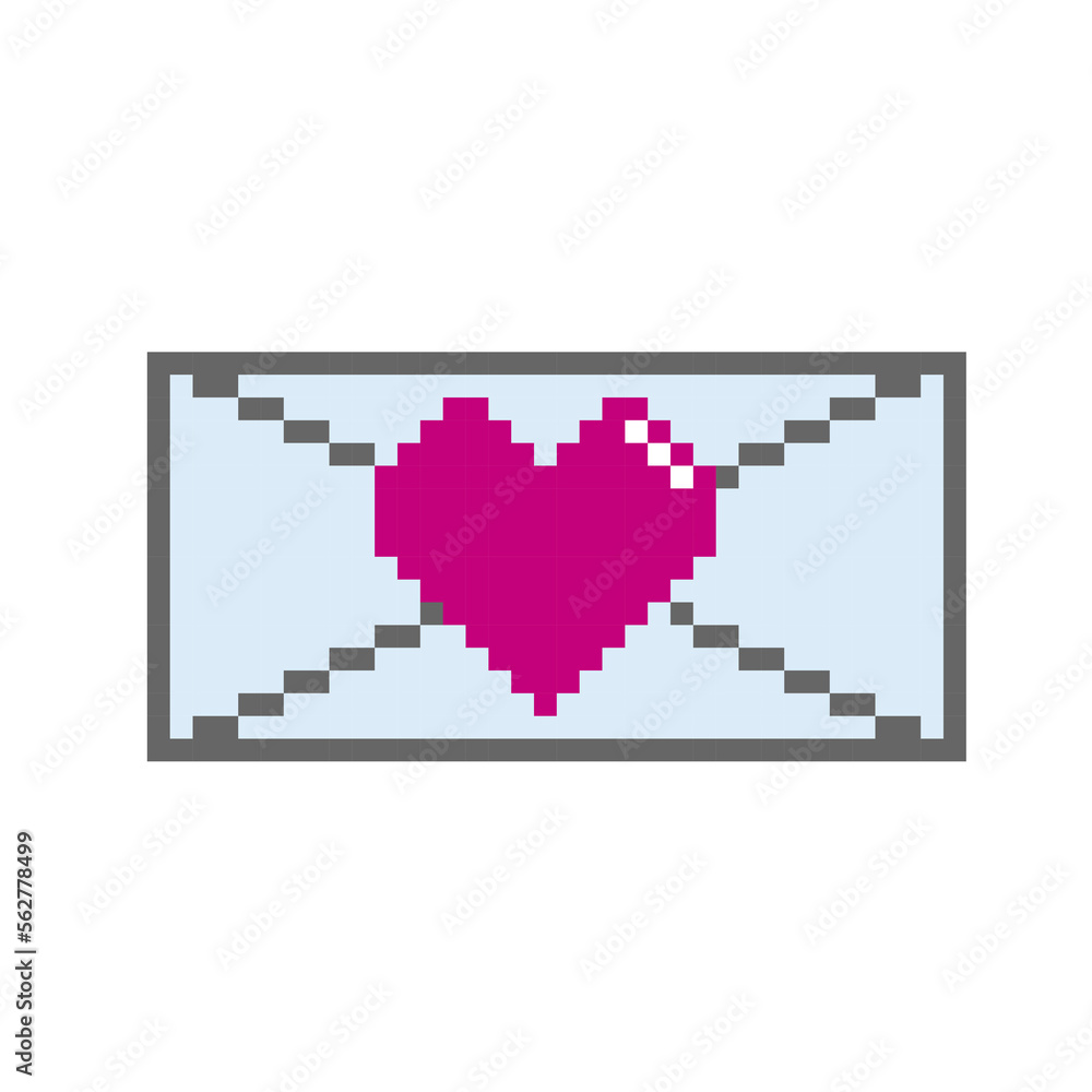 Fototapeta premium Love Latter Pixel Art Design Vector Icon