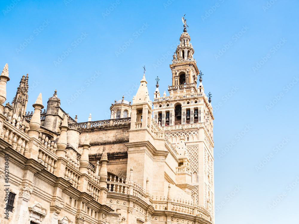 The Giralda and the Cathedral of Sevilla in Sevilla, Andalusia, Spain