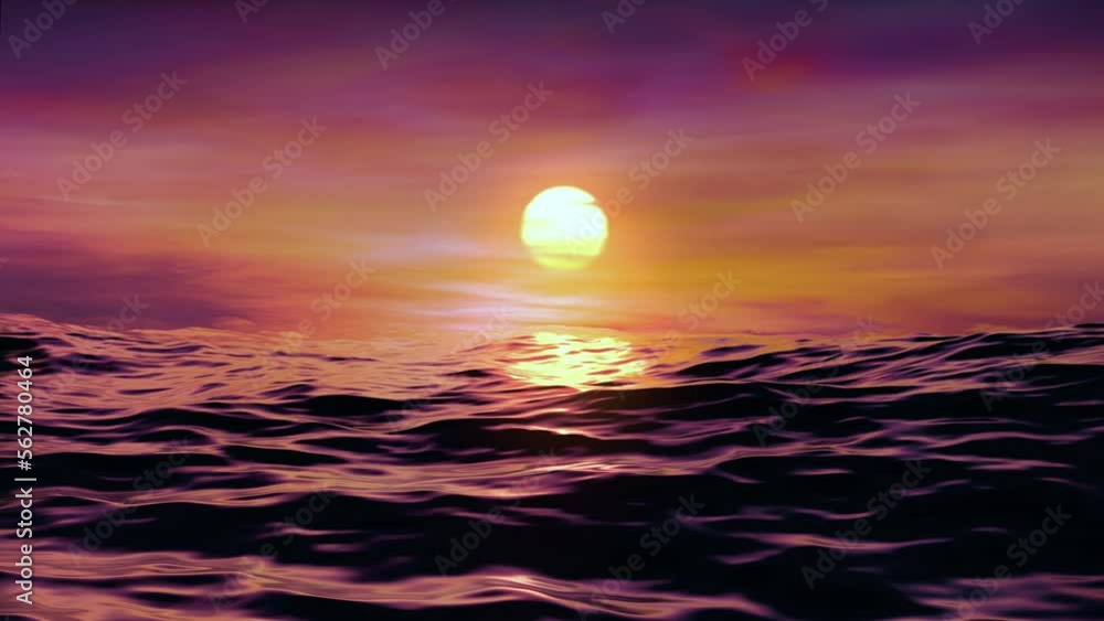 Loop Animation of a sunset in the middle of the sea Loop Animation of a sunset in the middle of the sea