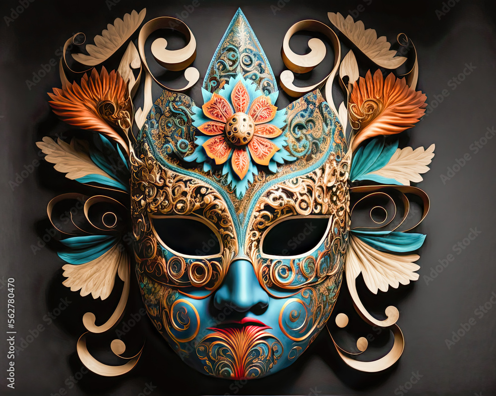 Karneval Maske International Carneval Mask Mardi Gras Fasching Venezia  Cover Background Hintergrund Illustration Digital Art Generative AI Kunst  Stock-Illustration | Adobe Stock