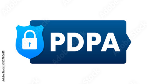 Personal data protection act - PDPA. Secure data. Shield icon. Vector stock illustration.