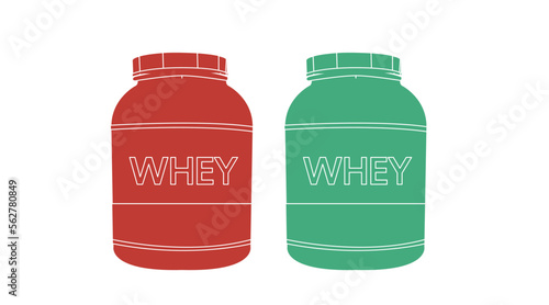 Vector Illustration of Whey Protein Bottle. Vector isolated editable illustration