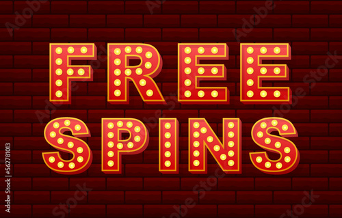Casino free spins slots. Online casino. Gambling casino games. Vector stock illustration.