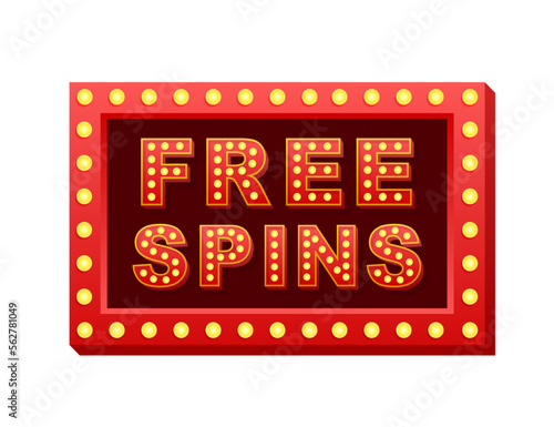 Casino free spins slots. Online casino. Gambling casino games. Vector stock illustration.