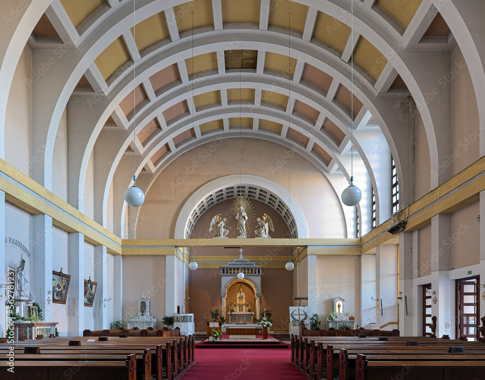Interior of Church of the Most Sacred Heart of Jesus in Hradec Kralove, Czech Republic