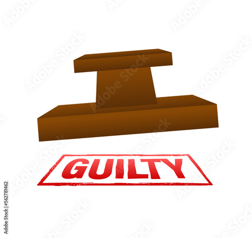 Grunge rubber stamp. Stamping Guilty. Vector stock illustration.