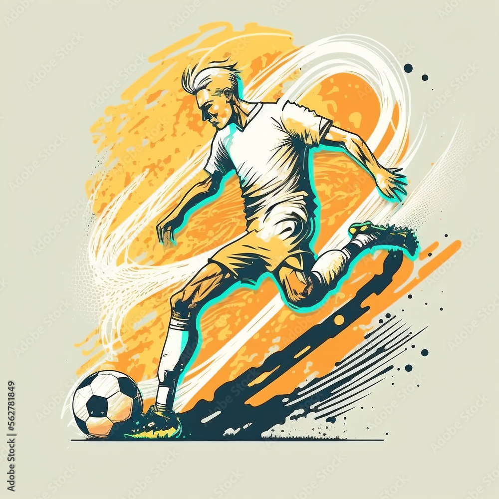 Obraz premium The Art of the Goal: Illustrations of Iconic Soccer Moments (AI Generated)