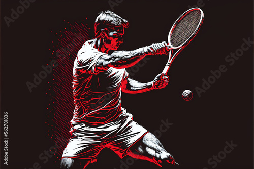 Serve and Sketch: An Illustrative Look at the World of Tennis (AI Generated) photo