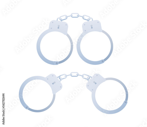 Handcuffs or hand restraints. Handcuffs icon. Police shackle. Vector stock illustration.