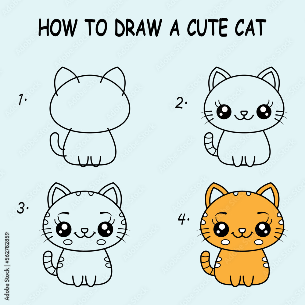 How to Draw a Cartoon Cat for Kids-saigonsouth.com.vn