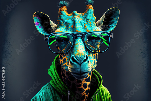 Style giraffe. vibrant colors. Illustration. art