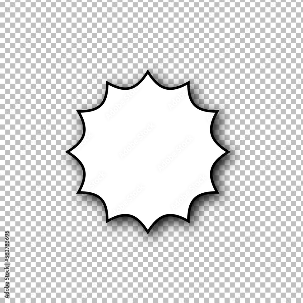 White splash bubble comic isolated on transparent with shadow effect. icon vector illustration design