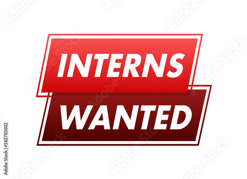 Hand Holding Megaphone with Interns wanted. Megaphone banner. Web design. Vector stock illustration