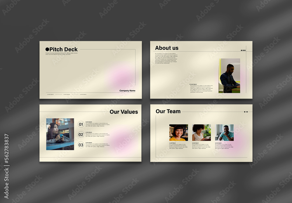 Beige And Green Pitch Deck Stock Template | Adobe Stock
