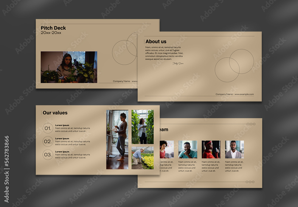 Brown Minimal Pitch Deck Stock Template | Adobe Stock