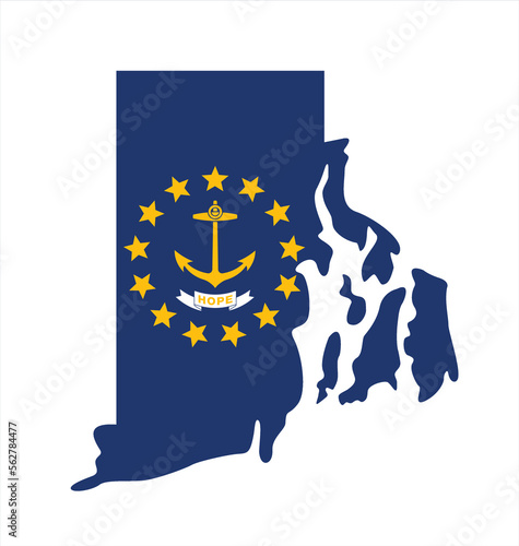 rhode island flag in state map shape