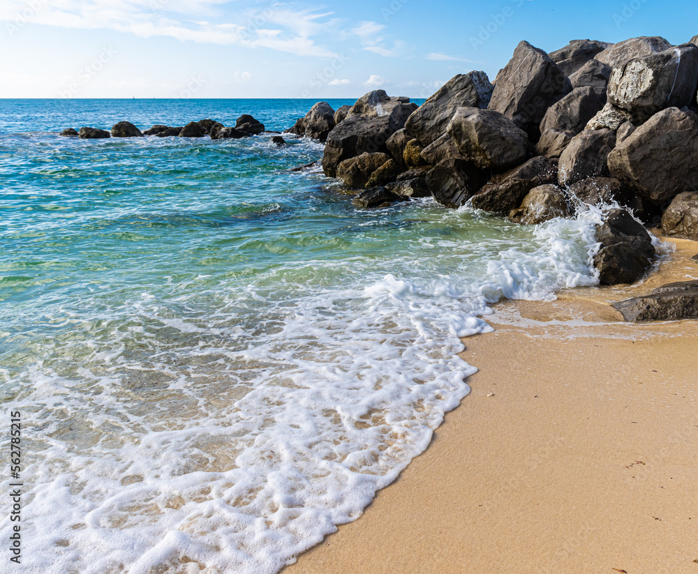 Waves Washing Over The Sandy Beach,  Fort Zachary Taylor Historic State Park, Key West Florida, USA