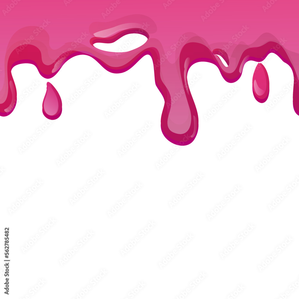 Slime purple and pink, jelly glaze with drips and glitter in cartoon style seamless isolated on white background.