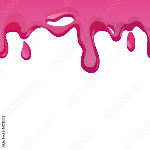 Slime purple and pink, jelly glaze with drips and glitter in cartoon style seamless isolated on white background.