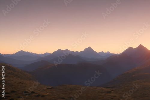 A sunset over a mountain range. Generative AI