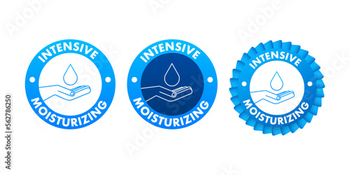 Intensive moisturizing icon, sign, label. Vector stock illustration