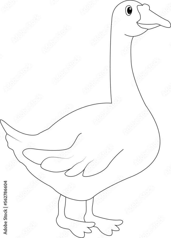 Naklejka premium Duck White and Black Illustration for kids Coloring Book