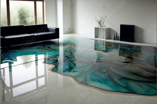 Modern floor coverings interior marble and epoxy photo