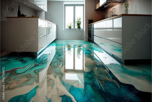 Modern floor coverings interior marble and epoxy photo