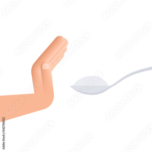 No Sugar free vector icon. Spoon with sugar is forbidden. Vector illustration.