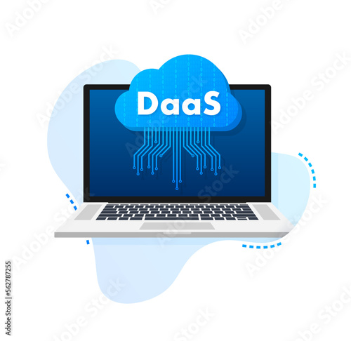 DaaS - Desktop as a Service. Cloud based software. Vector stock illustration.