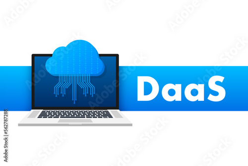DaaS - Desktop as a Service. Cloud based software. Vector stock illustration.