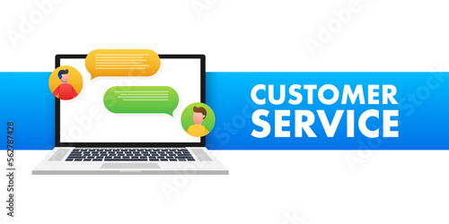 Customer service. Call center landing page. Online support center, assistance. Vector stock illustration.