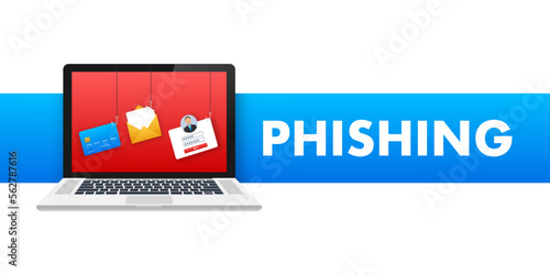 Internet phishing, hacked login and password. Vector illustration
