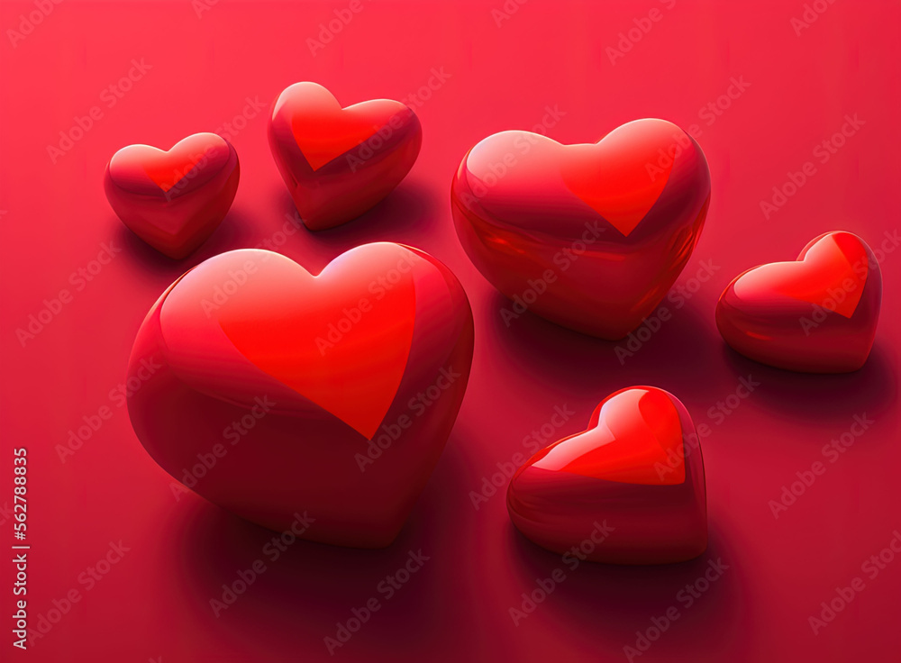 Fototapeta premium Valentine's day background with hearts. Generative AI